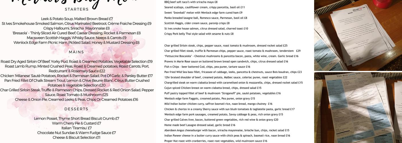 Red Lion Inn Menu