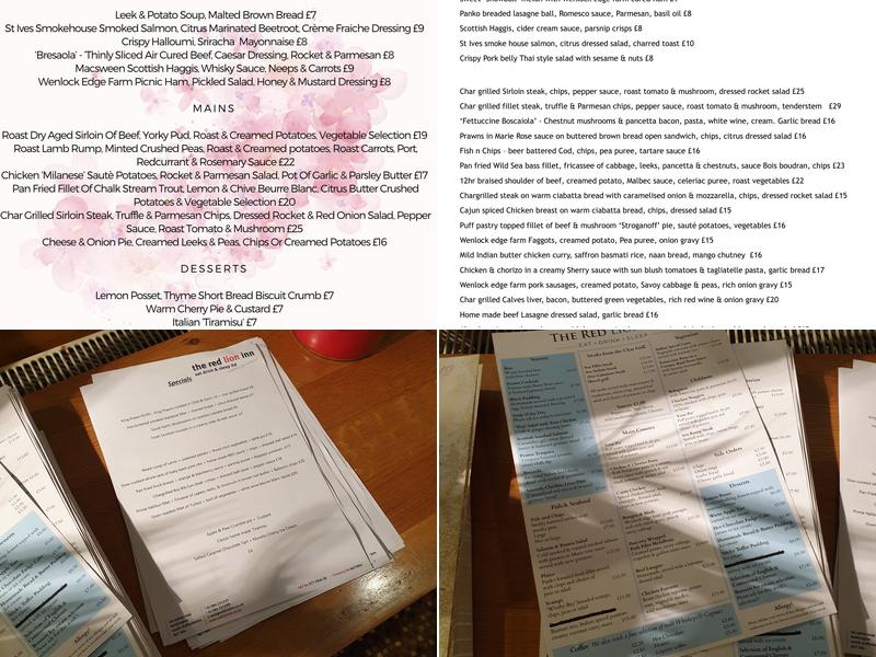 Red Lion Inn Menu