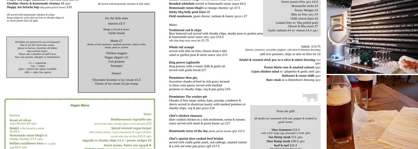 The Green Dragon Menu
