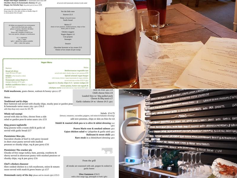 The Green Dragon Menu