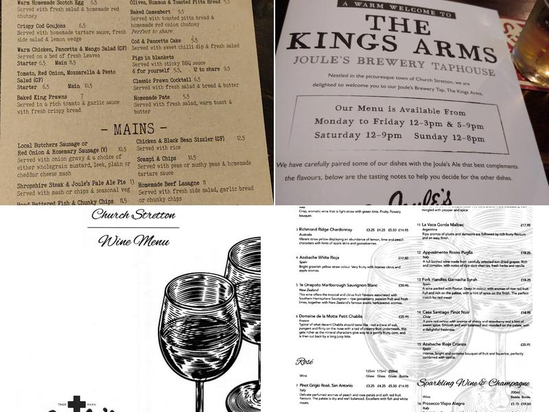 The Kings Arms Menu