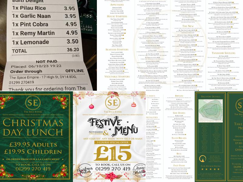 The Spice Empire Menu