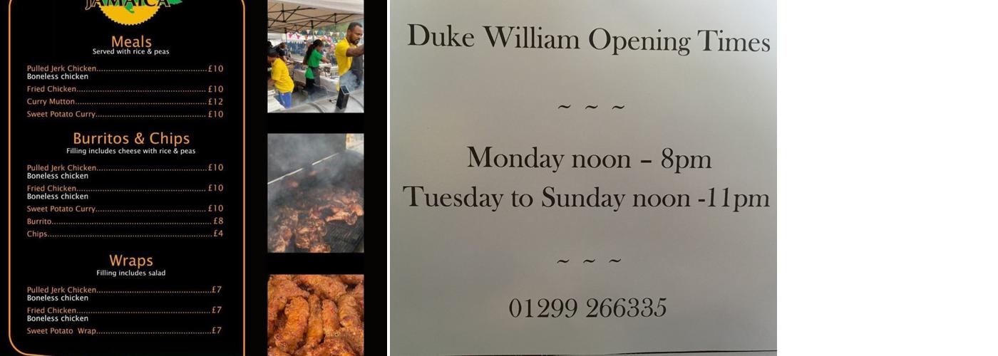 Duke William Menu