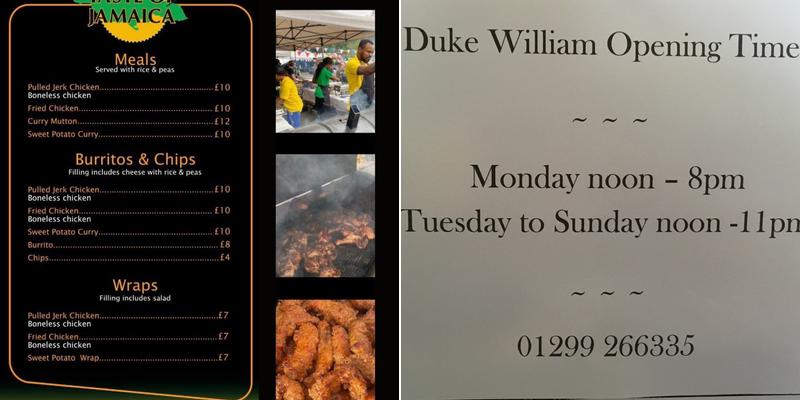 Duke William Menu