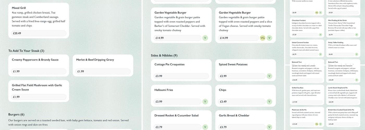 Running Horse Inn Menu