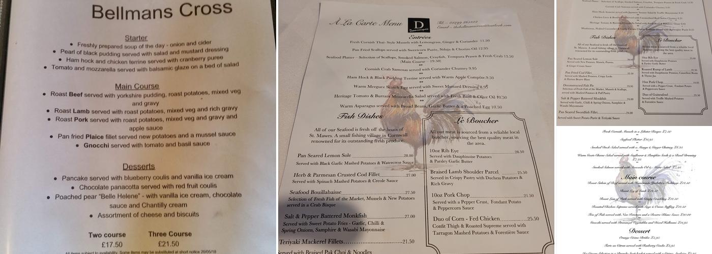 Bellmans Cross Inn & Dominique’s Restaurant Menu
