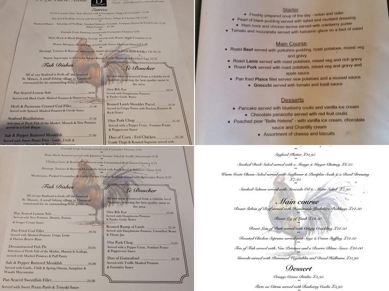 Bellmans Cross Inn & Dominique’s Restaurant Menu