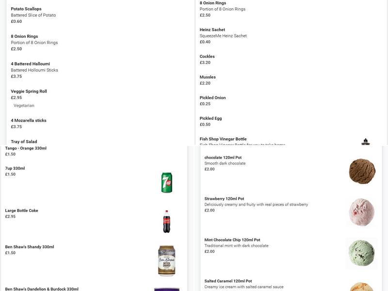 Catchems End Fish Bar Menu