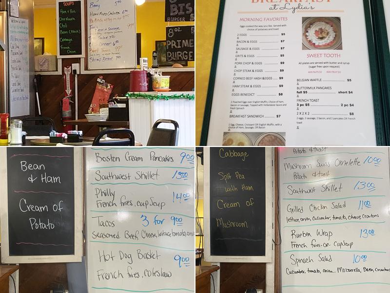 Lydia's Down Home Cooking Menu