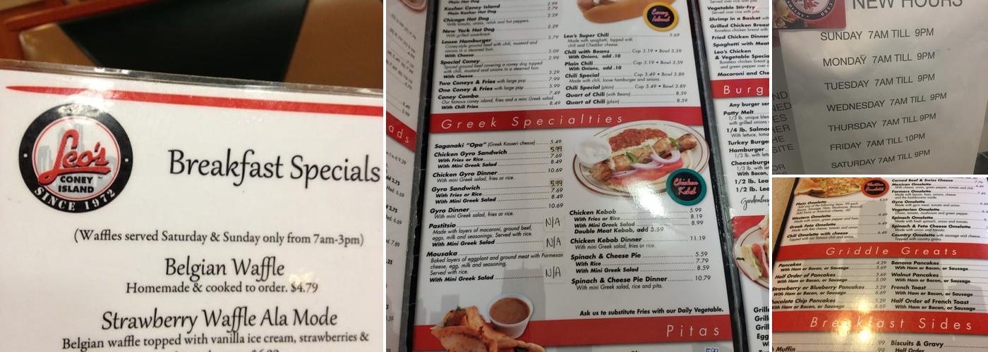 Leo's Coney Island Menu