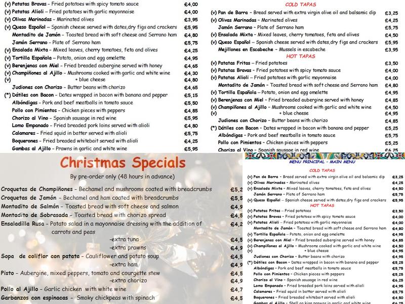 La Casita Bar Tapas Menu