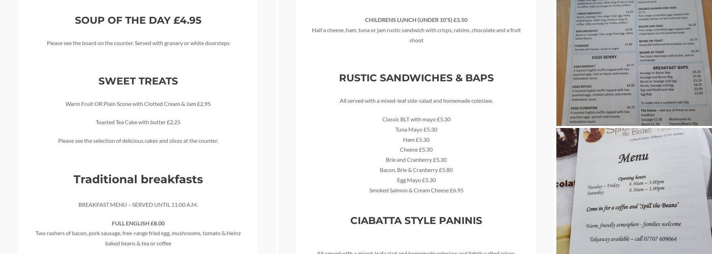 Claire's Of Ilchester Menu