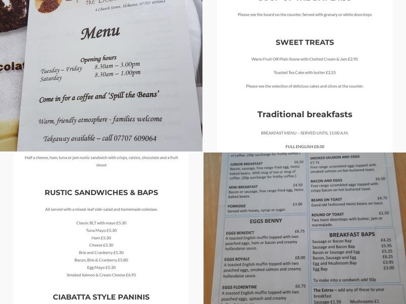 Claire's Of Ilchester Menu