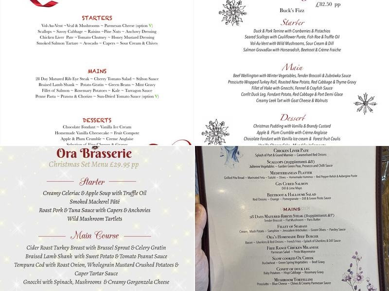 Ora Brasserie Menu