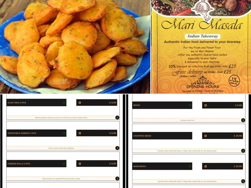 Mari Masala Menu