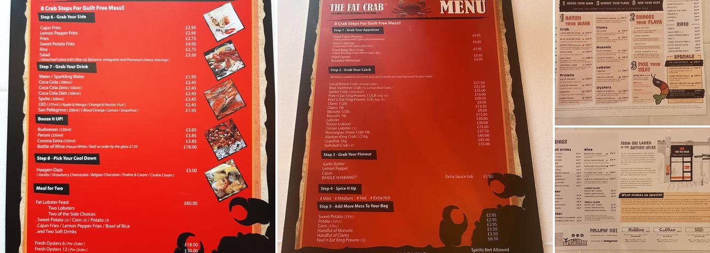 The Fat Crab Harrow Menu
