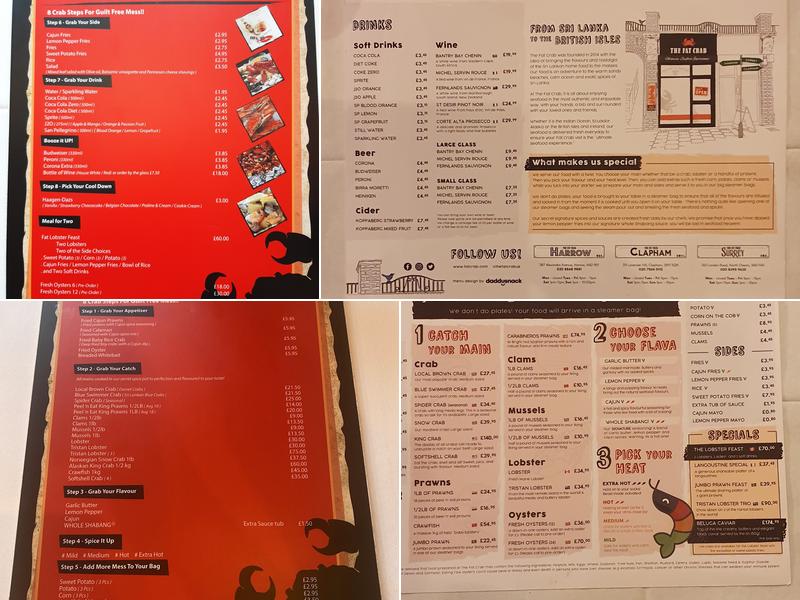 The Fat Crab Harrow Menu