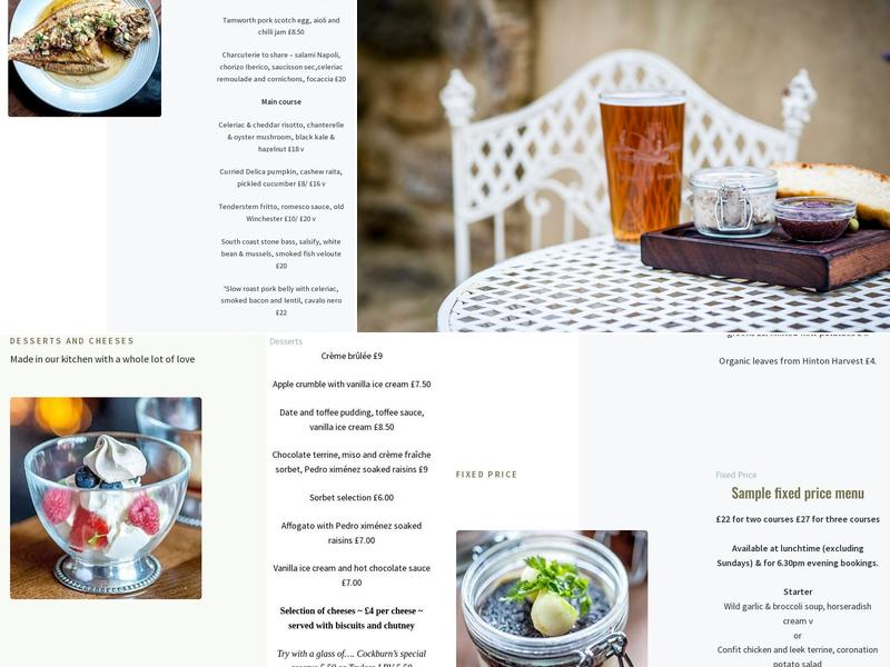 The White Horse Menu