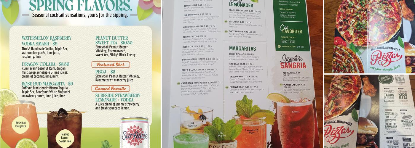 Beef 'O' Brady's Menu