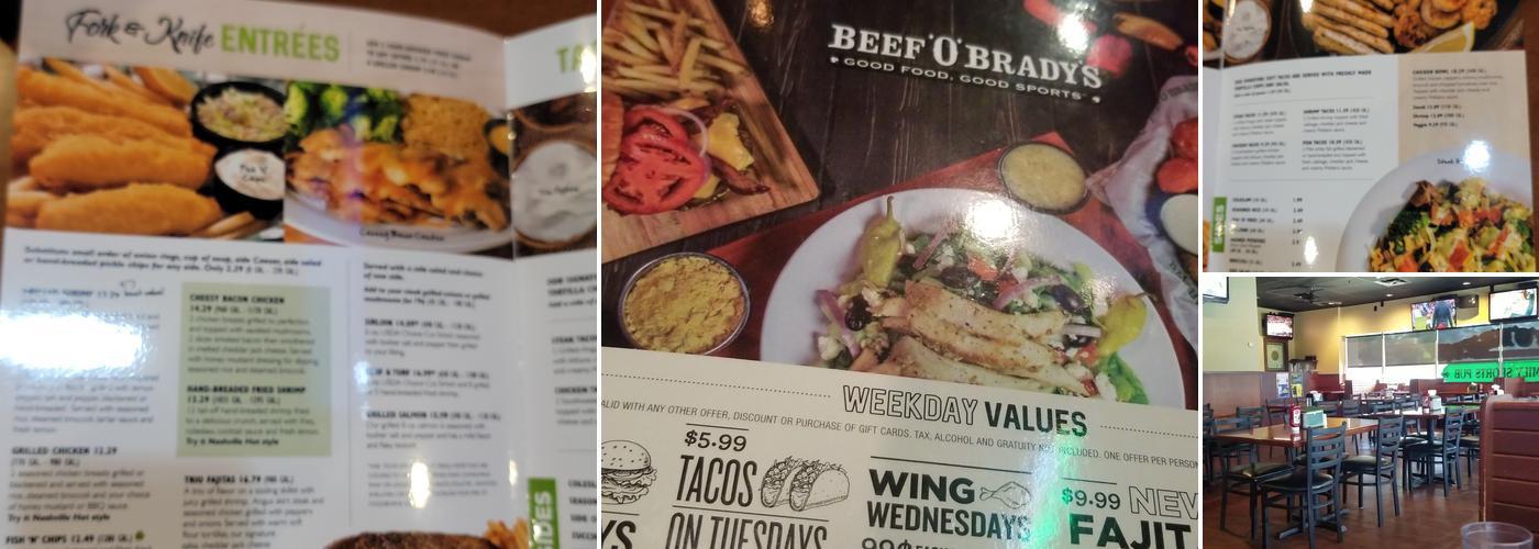 Beef 'O' Brady's Menu