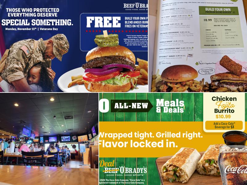 Beef 'O' Brady's Menu
