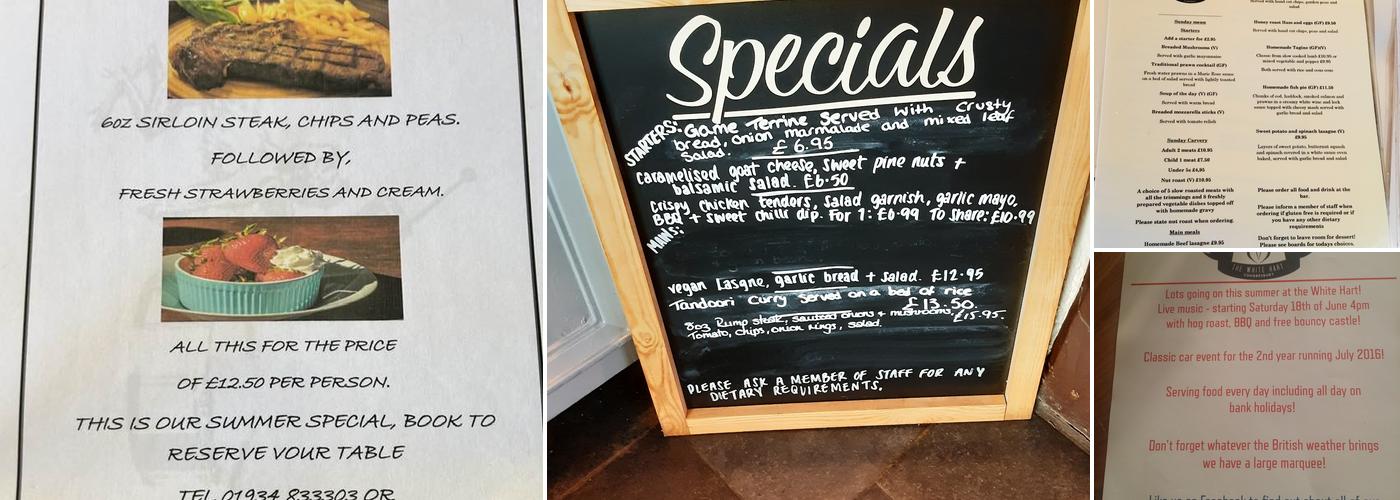 White Hart Wrington Menu