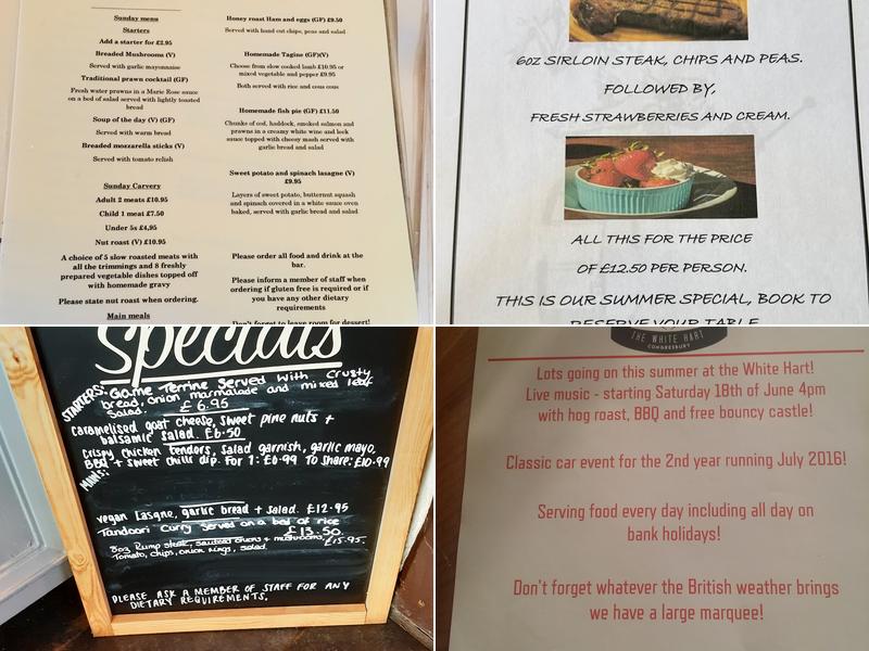 White Hart Wrington Menu