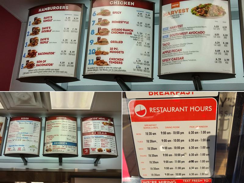 Wendy's Menu