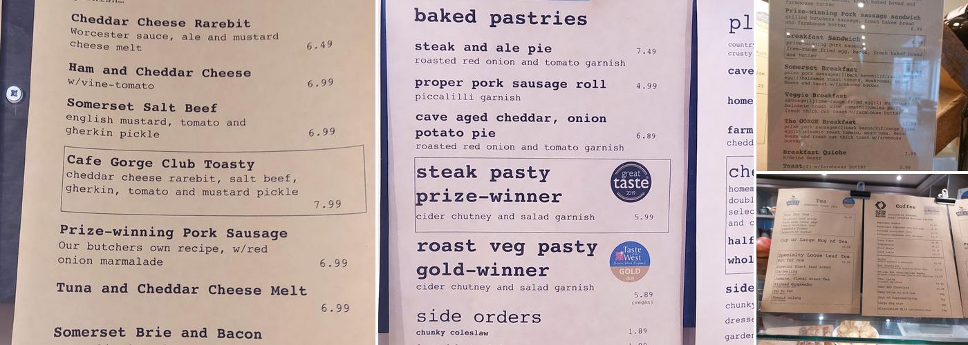Cafe Gorge Menu
