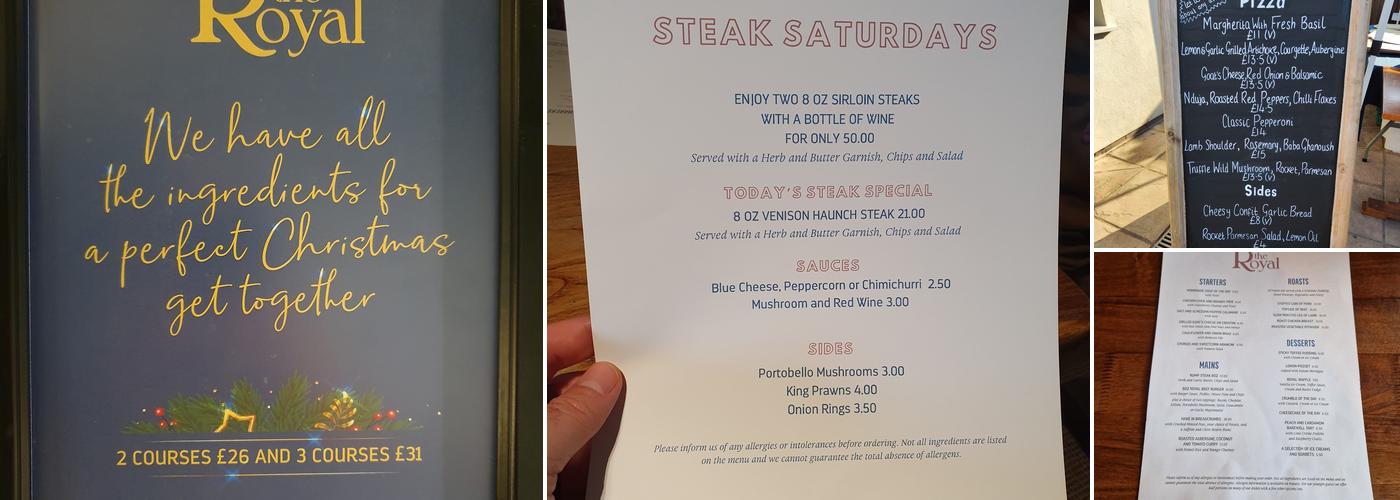 The Royal, Charlton Kings Menu