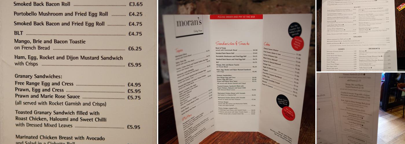 Moran's Eating House Menu