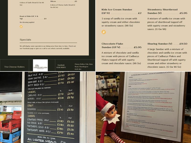 The Cheese Rollers Bar & Restaurant Menu