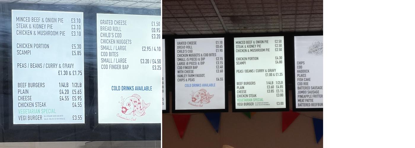 Ruddy's Fish & Chips Menu