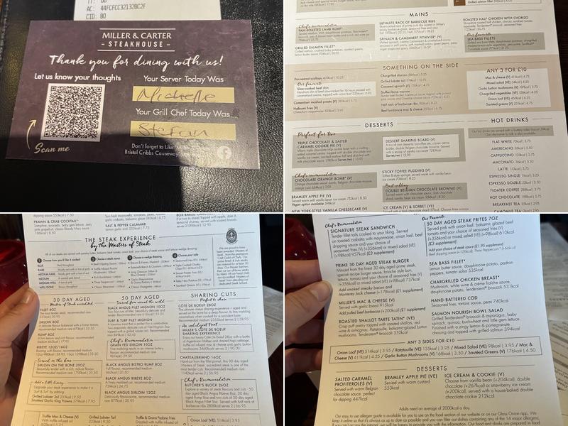 Miller & Carter Cribbs Causeway Menu