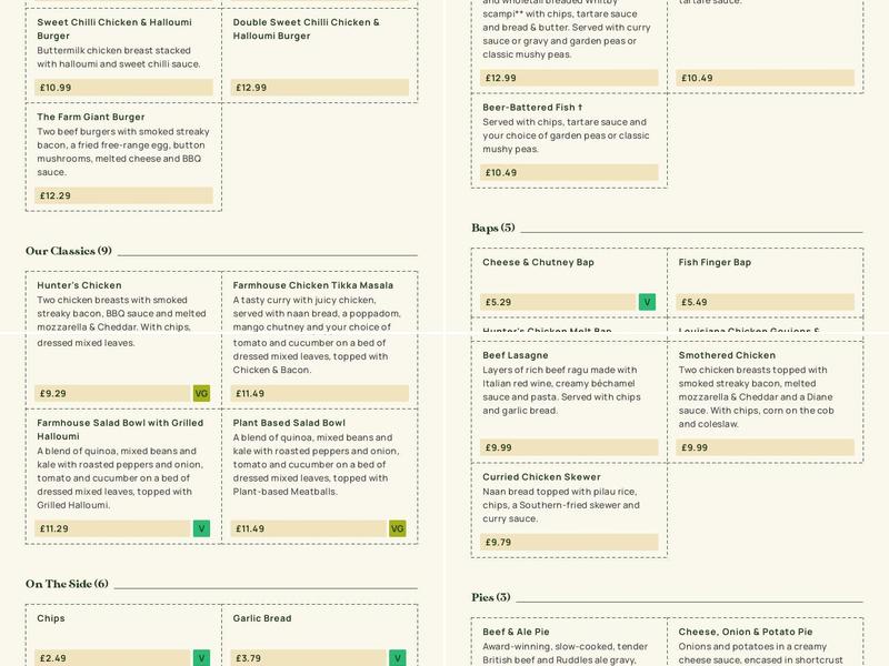 Redwood Farm - Dining & Carvery Menu