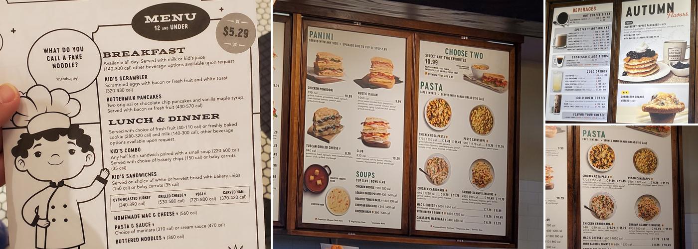 Corner Bakery Cafe Menu