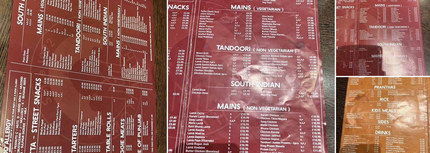 Moti Mahal Menu