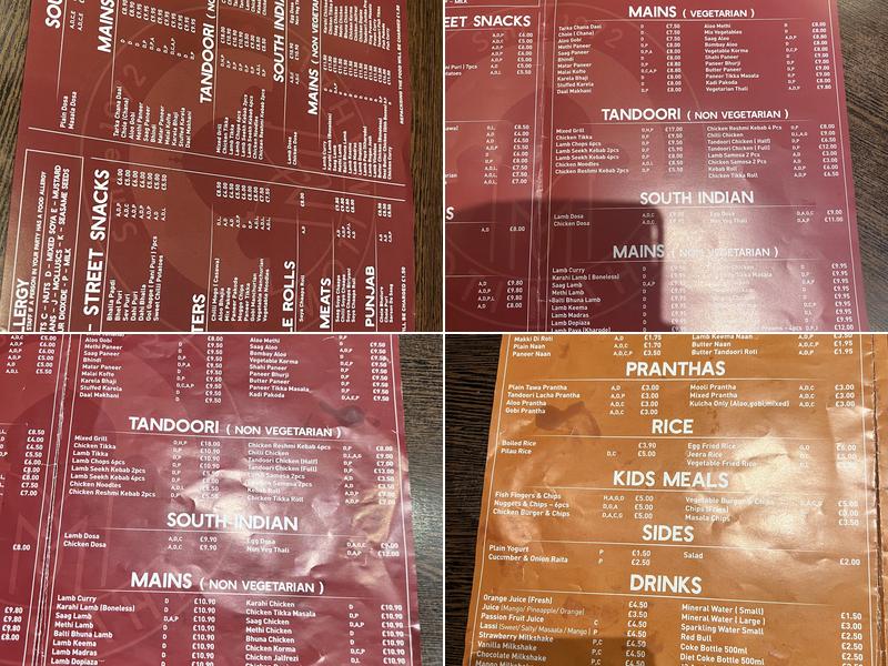 Moti Mahal Menu