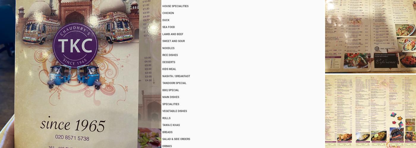 Chaudhry's TKC Menu