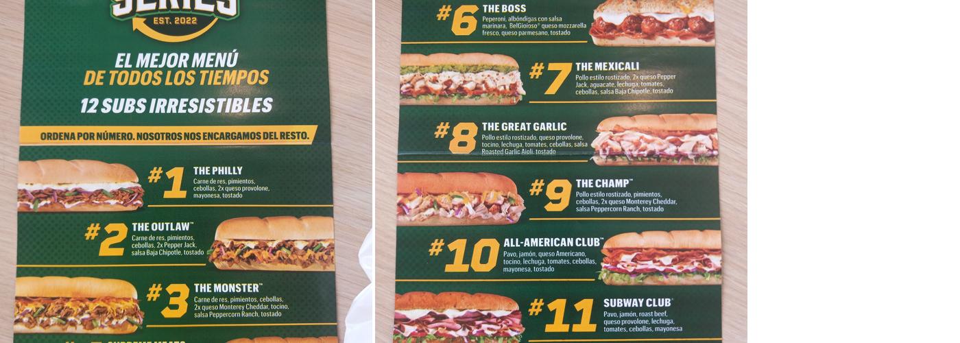 Subway Menu