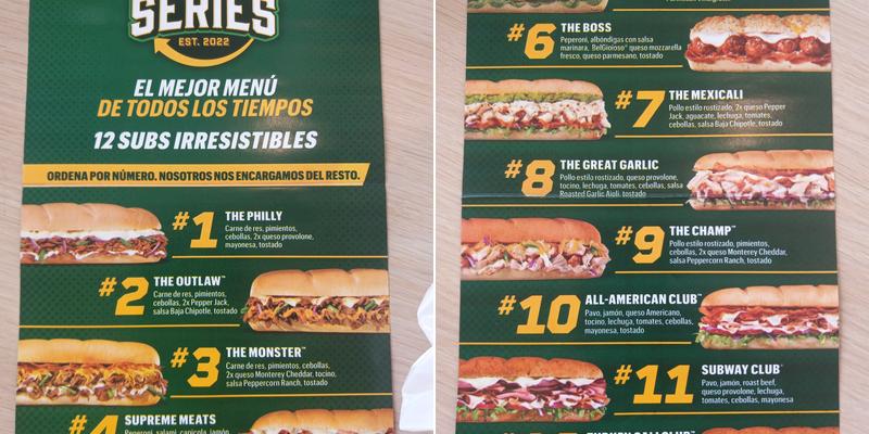Subway Menu