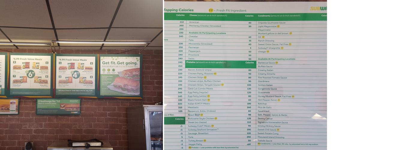 Subway Menu
