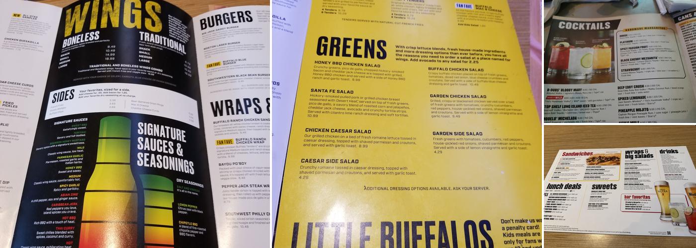 Buffalo Wild Wings Menu