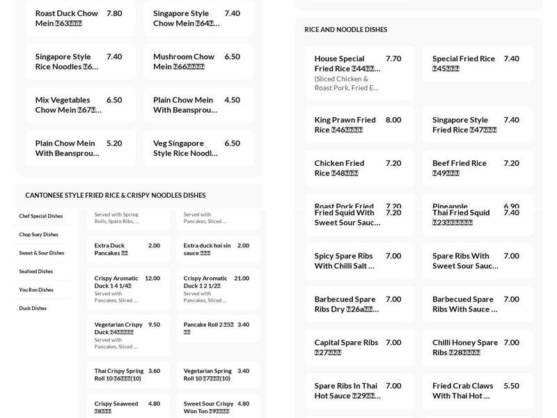 CANTON CHEF Chinese & Thai Takeaway Menu