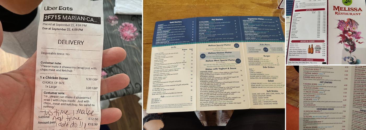 Melissa Restaurant(Edgware) Menu