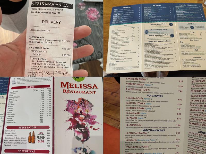 Melissa Restaurant(Edgware) Menu