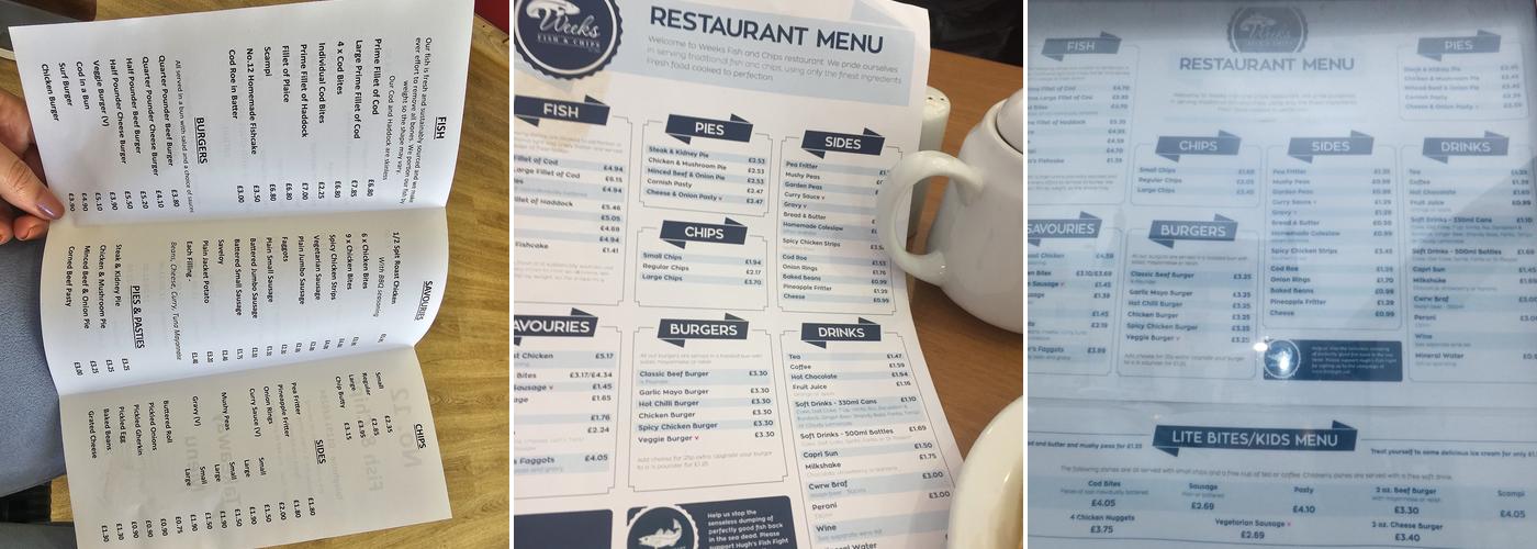 No. 12 Fish & Chips Menu