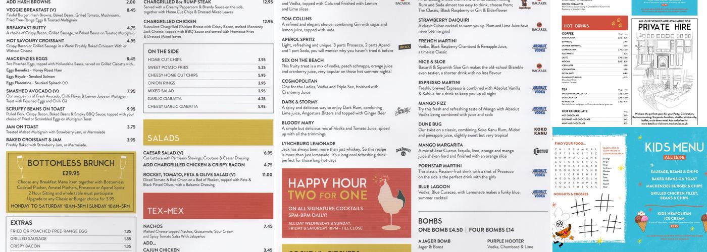 Mackenzies Bar & Kitchen Menu