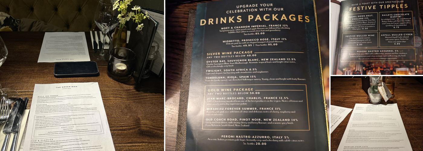 Green Man Cambridge Menu