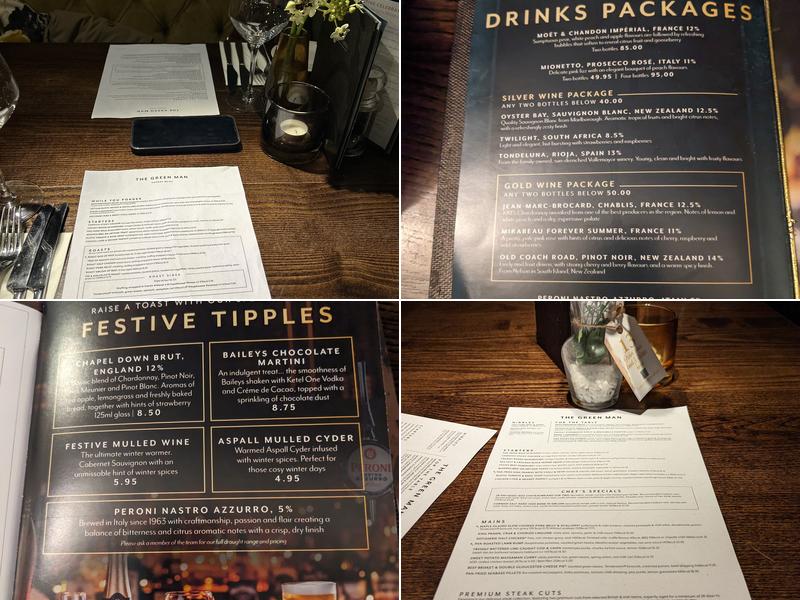 Green Man Cambridge Menu